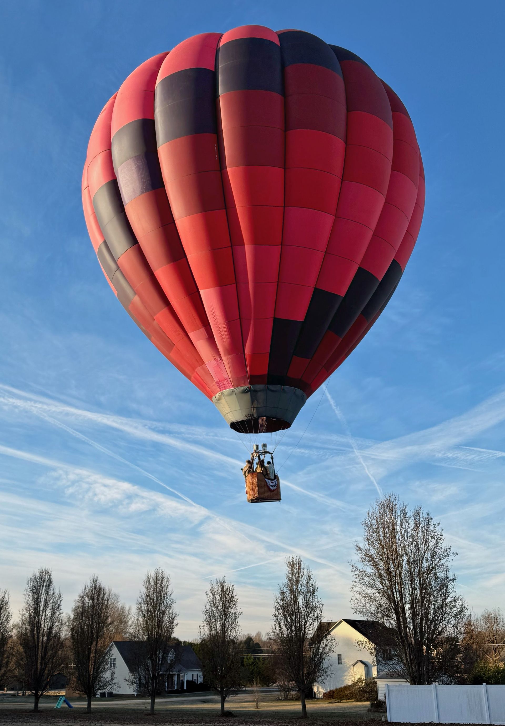 Balloon in flight over the countryside