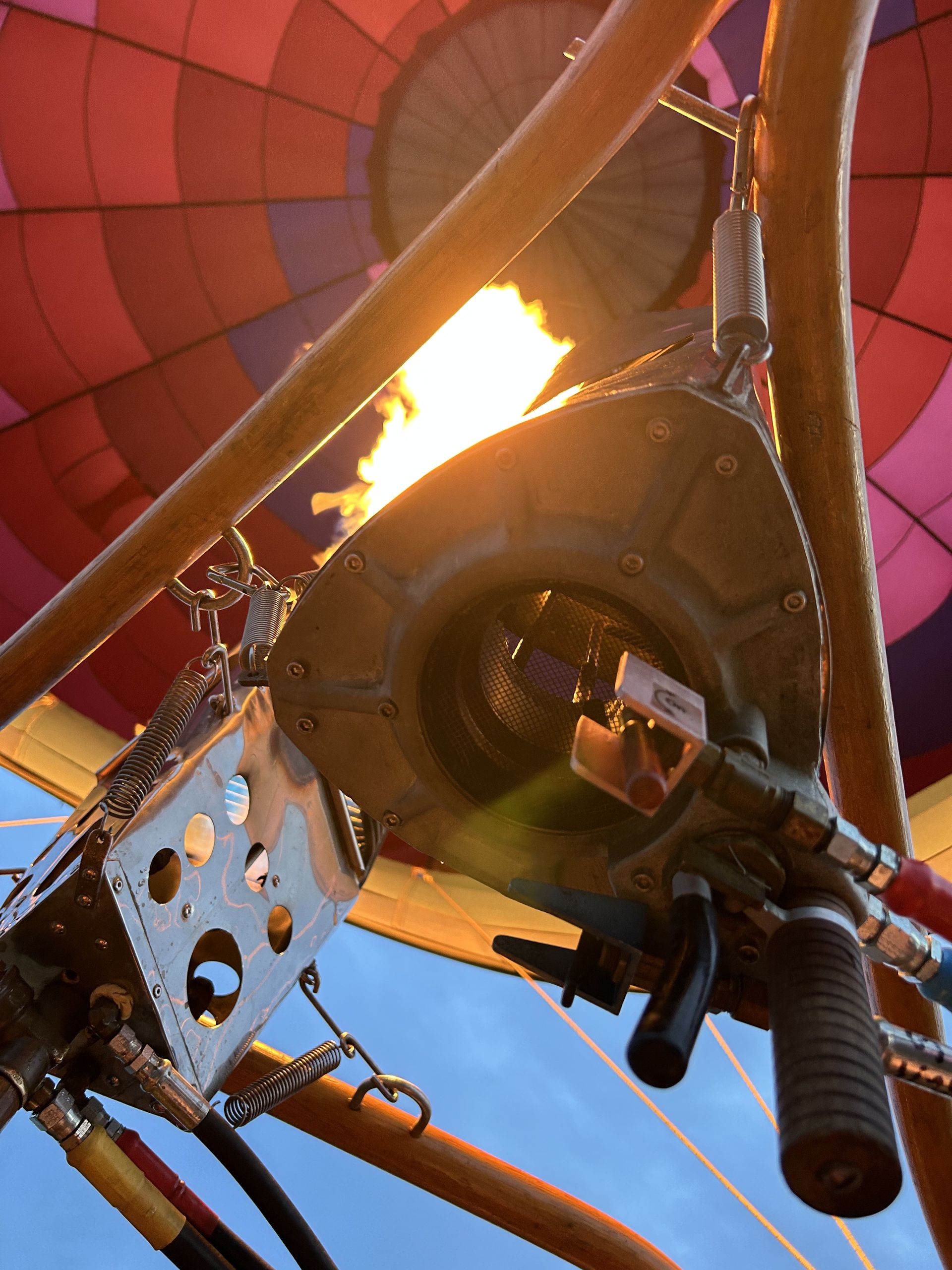 Close-up of the burner flame during inflation