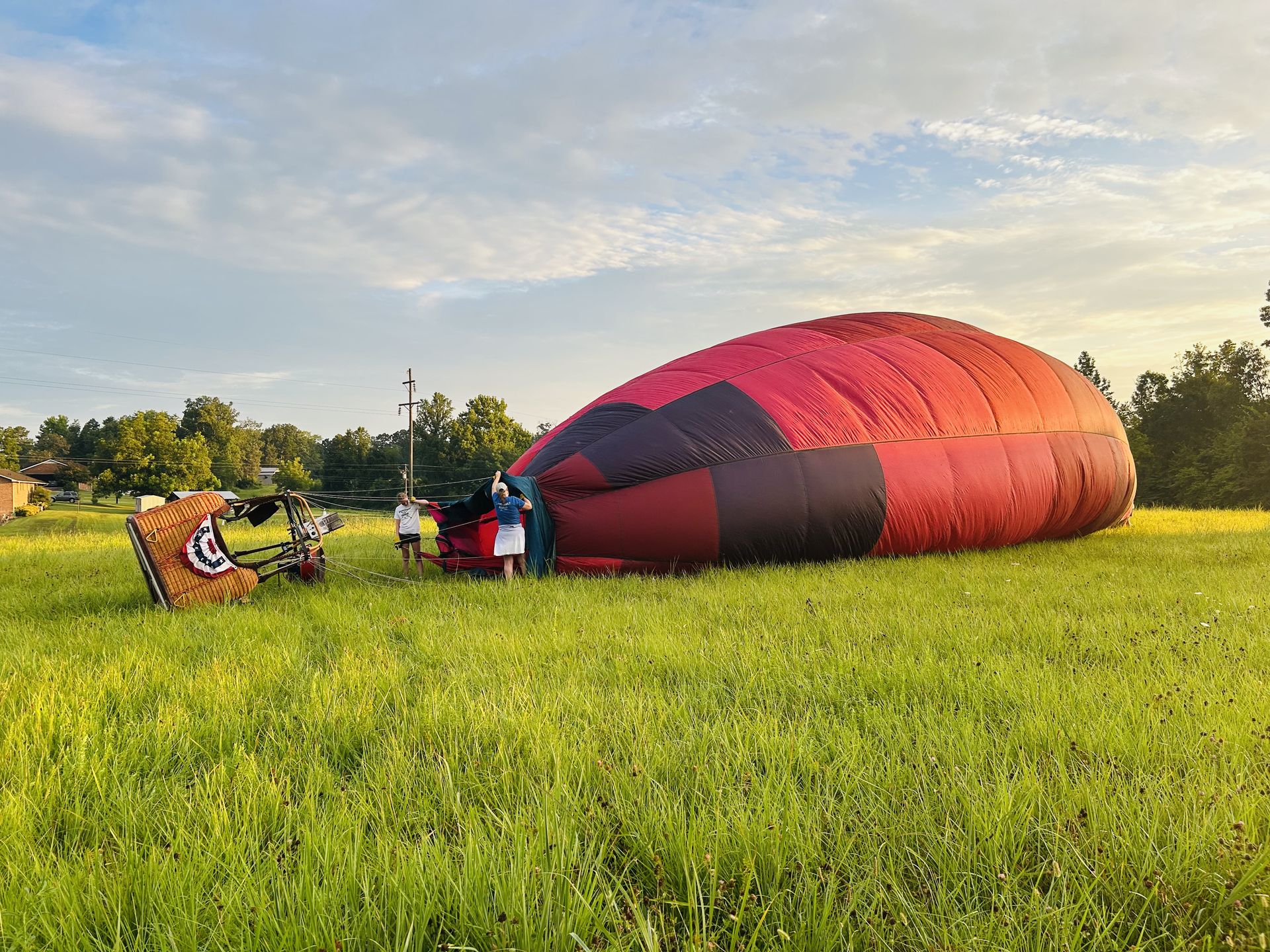 Ground crew helping inflate the balloon