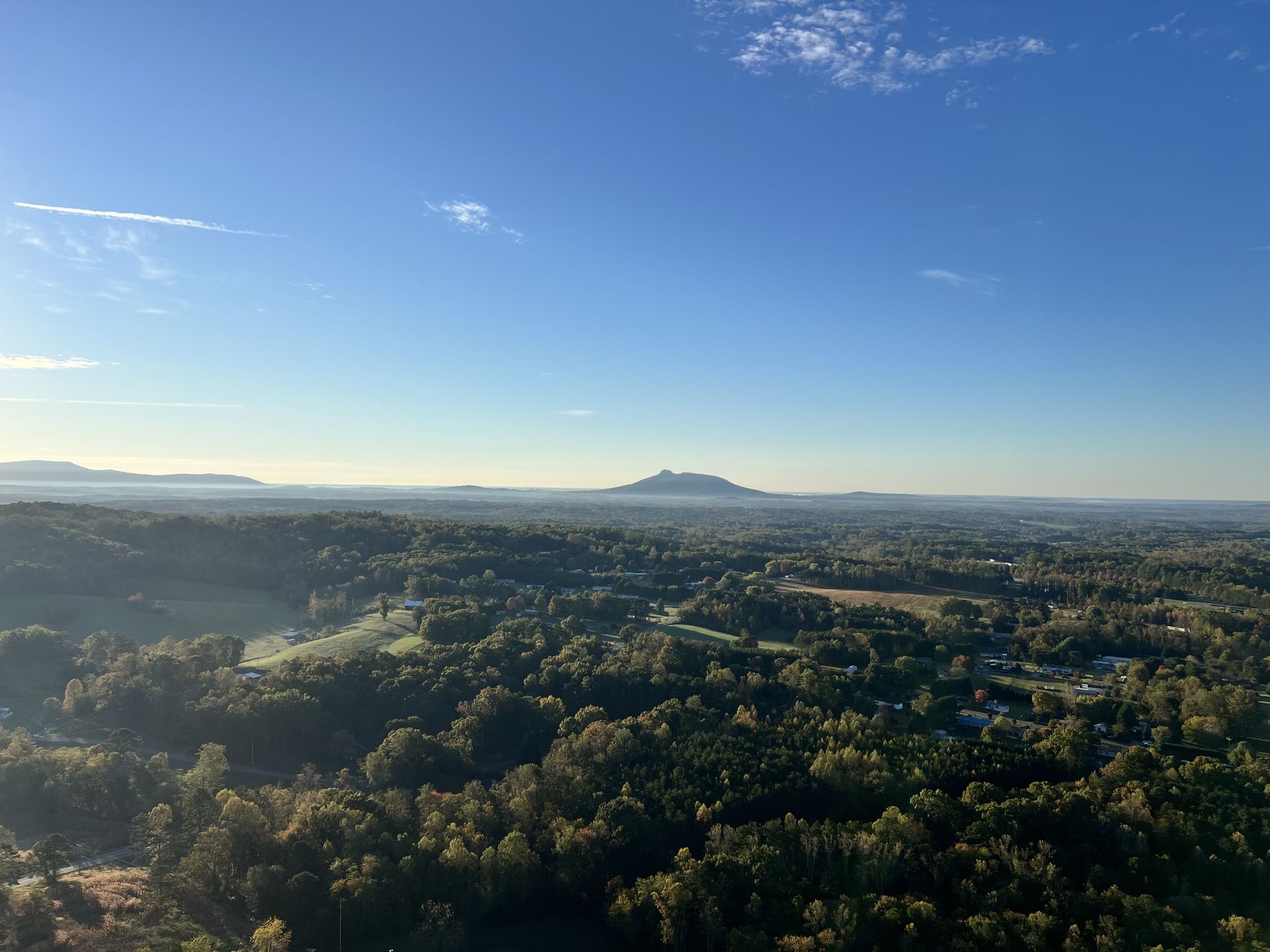 Aerial view over the Piedmont countryside