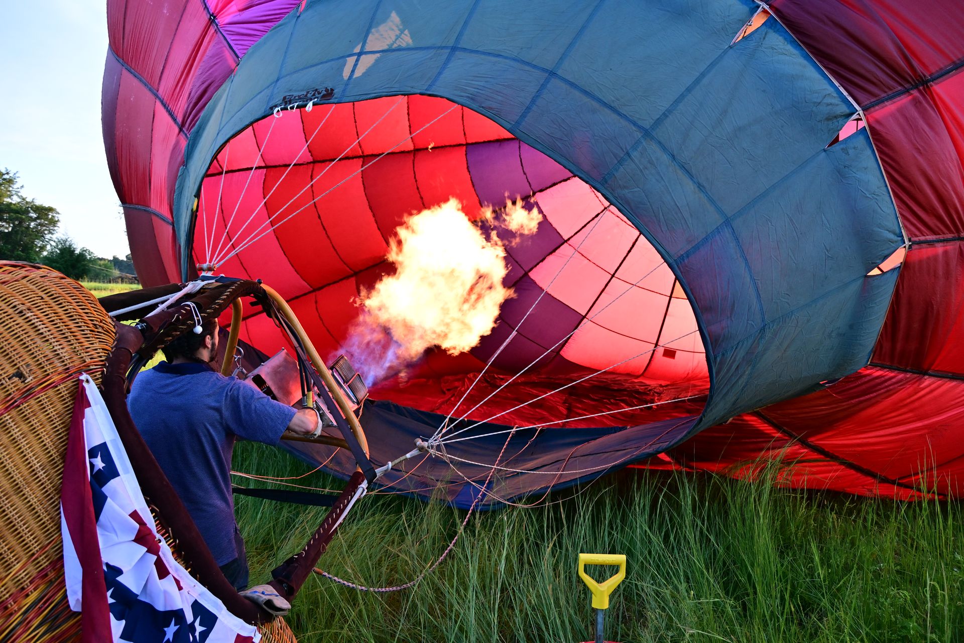 Close-up of the burner flame